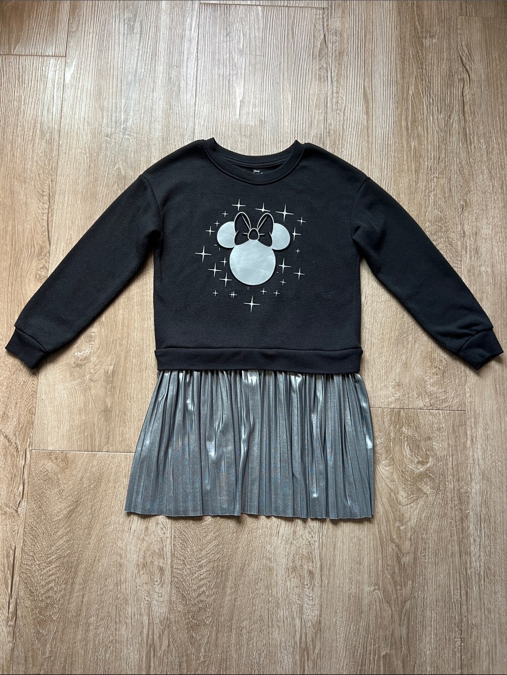 Disney Minnie Mouse Graphic Sweater Dress with Metallic Skirt Size 6